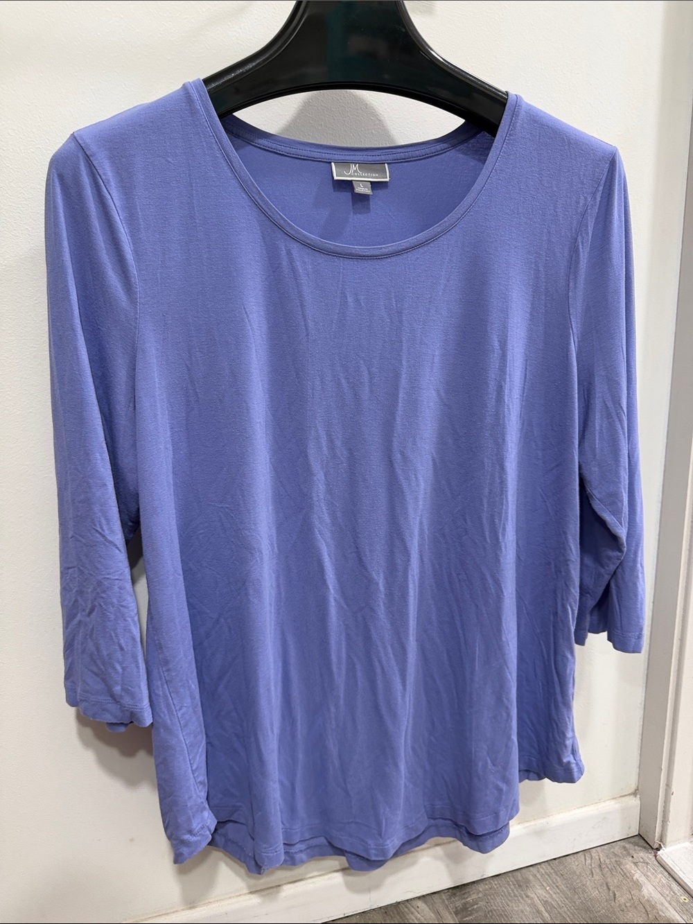 JM Collection Periwinkle Scoop Neck Long Sleeve Tee
